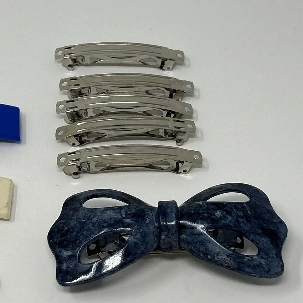 Vintage Plastic Metal Hair Clip Lot of 9 Hair Barrettes Hair Clips Retro